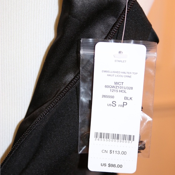 NWT BEBE Black Jeweled Halter Top Small - Picture 6 of 8